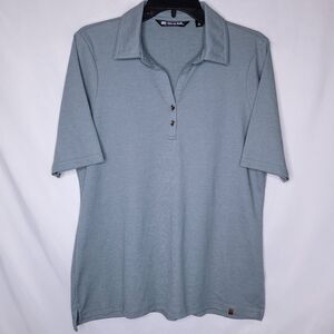 Travis Mathew Polo Shirt Womens Large Balsam Green Heather Pima Cotton Golf